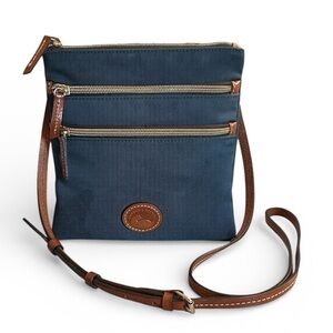 Dooney & Bourke North South Blue Nylon Triple Zip Crossbody Bag